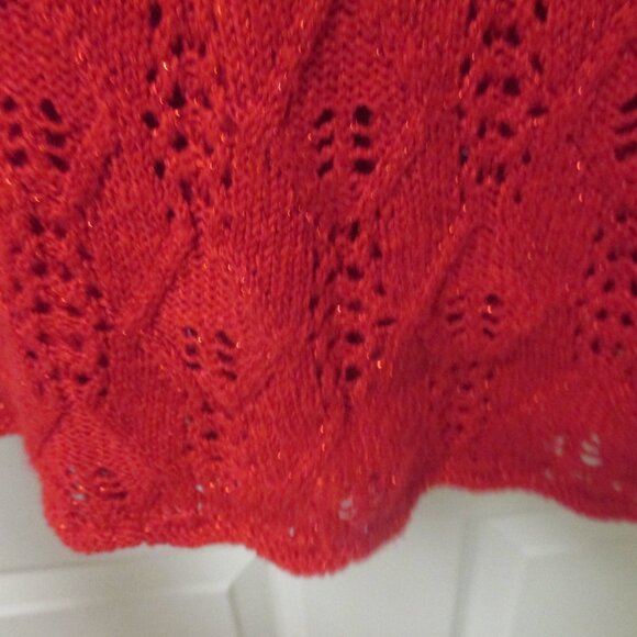 Girls Cat & Jack Red Crochet Sweater Dress size XS 4/5 sparkle Valentines Day - Picture 5 of 5